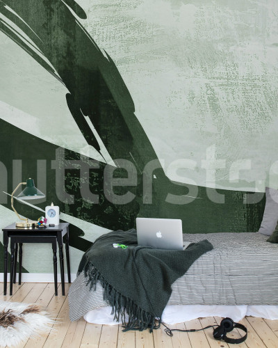 Fototapet cu design abstract în nuanțe de verde