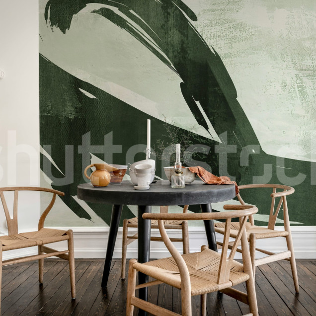 Fototapet cu design abstract în nuanțe de verde