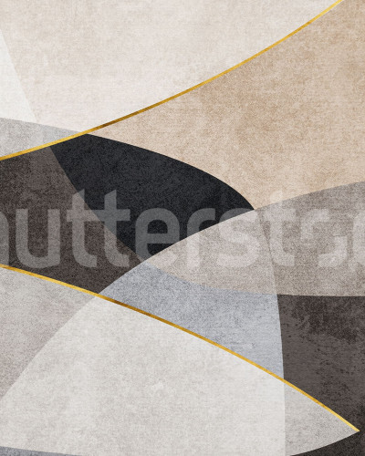 Fototapet bej cu forme geometrice într-un living modern