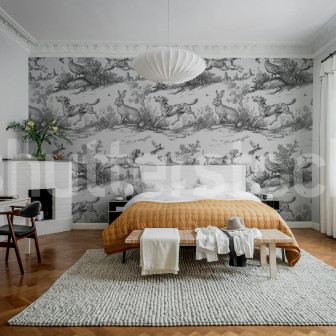 Tapet cu motive animale într-un dormitor elegant