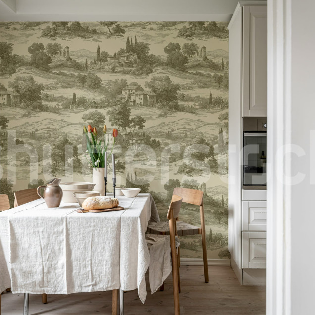 Tapet cu peisaj rural crem Cotswold
