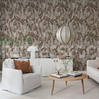 Tapet decorativ cu ramuri suspendate în nuanțe de ruginiu