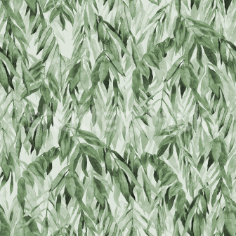 Tapet verde cu ramuri suspendate intr-o camera de zi amenajata