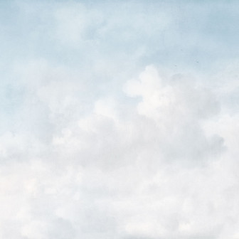 Tapet cu motiv de nori într-o cameră de zi luminoasă