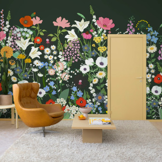 Playful Meadow, Black, Rebel Walls