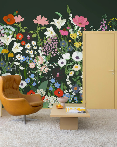 Playful Meadow, Black, Rebel Walls