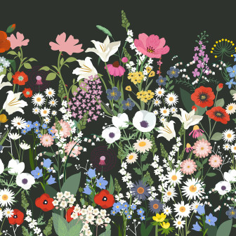 Playful Meadow, Black, Rebel Walls