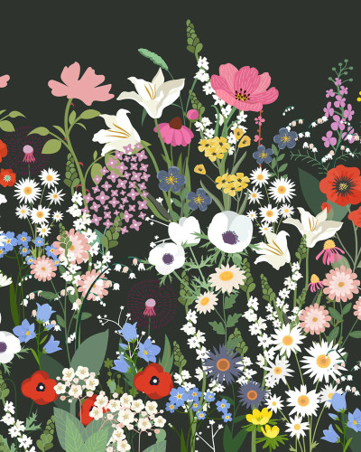 Playful Meadow, Black, Rebel Walls