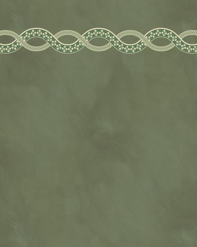 Tapet elegant cu motiv floral verde pe un perete verde