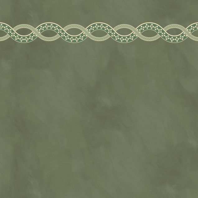 Tapet elegant cu motiv floral verde pe un perete verde