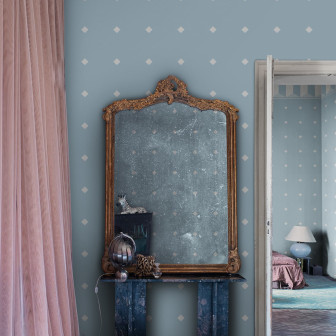 Tapet albastru cu model clasic în interior elegant