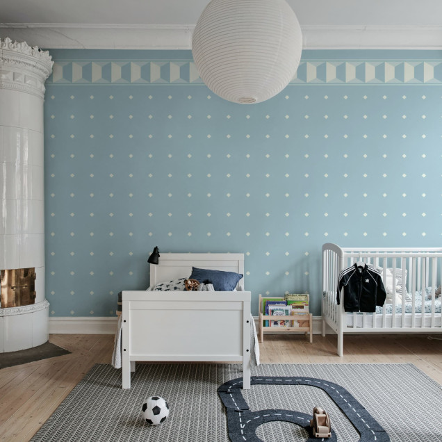 Tapet albastru cu model clasic în interior elegant