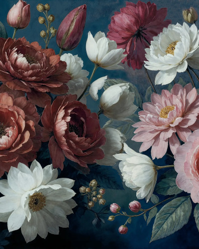 Bouquet in Bloom, Blue, Rebel Walls