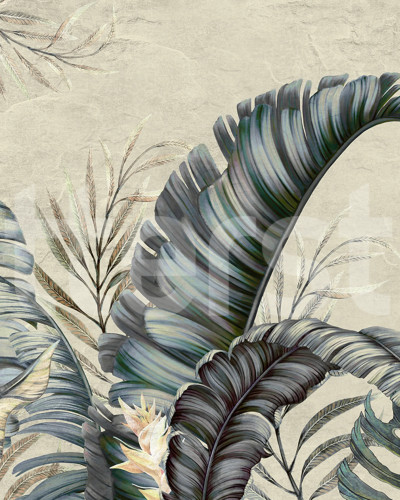 Tropical Leaves, Beige, Rebel Walls