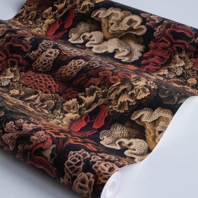 Tapet floral Aquila Rust cu un design unic, ce aminteste de un recif coralier.