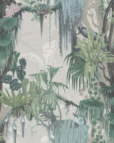 Tapet floral Madagascar, Pearl, cu accente exotice