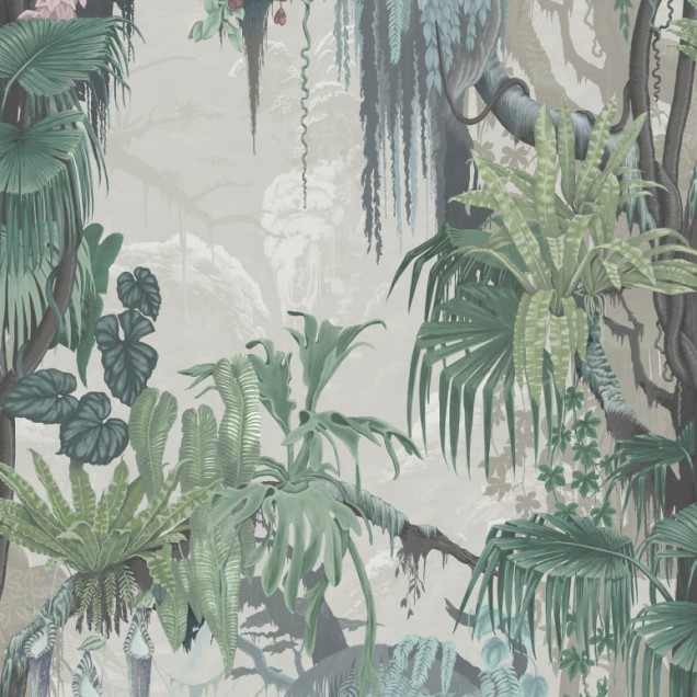 Tapet floral Madagascar, Pearl, cu accente exotice