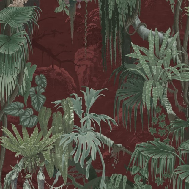 Tapet Madagascar Rust cu design exotic, bogat în detalii botanice.