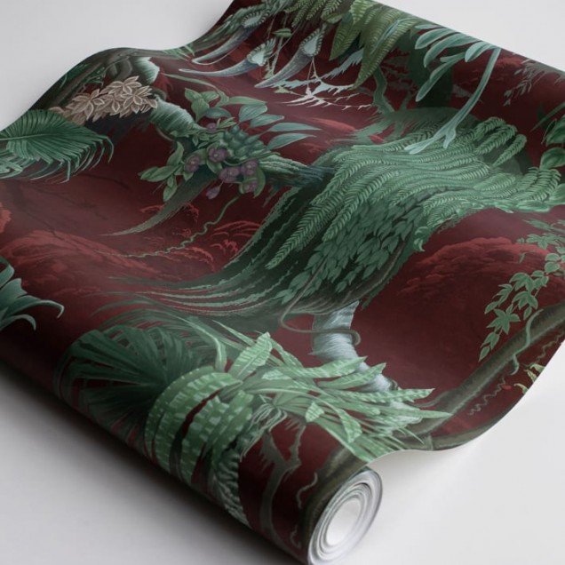 Tapet Madagascar Rust cu design exotic, bogat în detalii botanice.