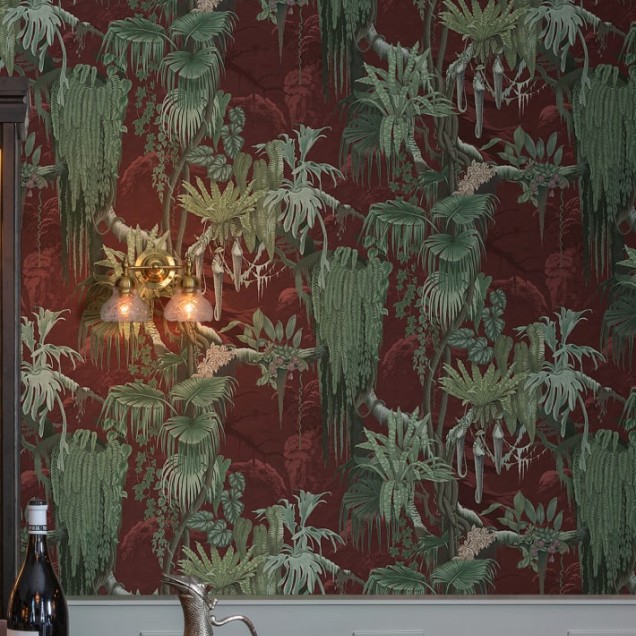 Tapet Madagascar Rust cu design exotic, bogat în detalii botanice.