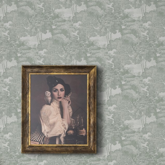 Tapet Saint Sebastian, Pistachio cu design de copaci într-o nuanță de verde deschis