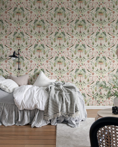 Tapet floral pastel cu detalii delicate, perfect pentru a adăuga o notă de eleganță camerei tale.