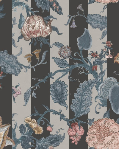Tapet floral cu dungi fine, Soho Slate