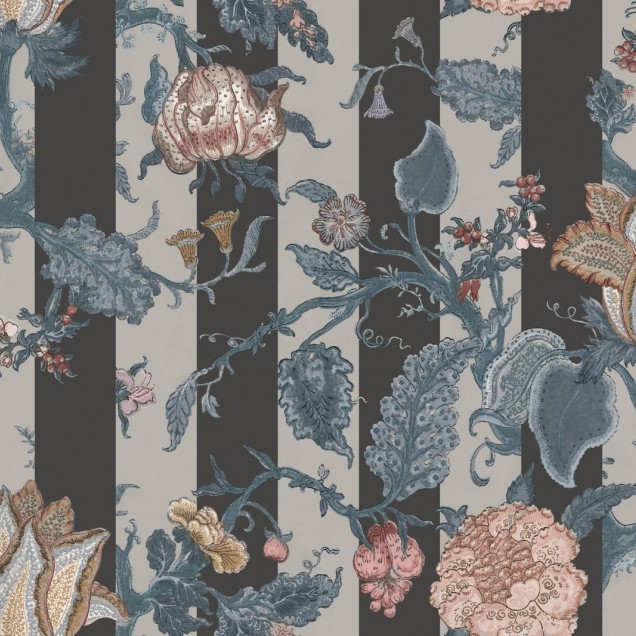 Tapet floral cu dungi fine, Soho Slate