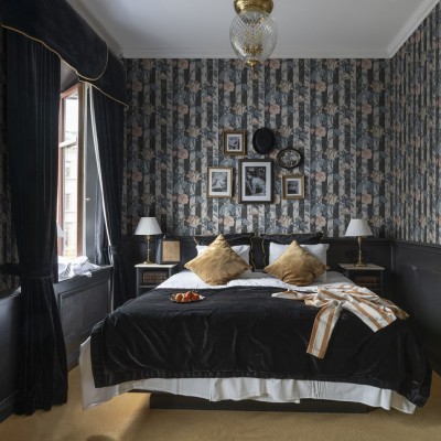 Tapet floral cu dungi fine, Soho Slate