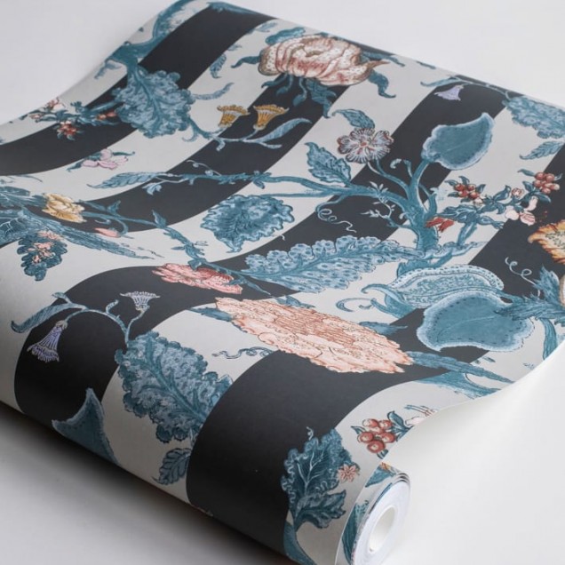 Tapet floral cu dungi fine, Soho Slate