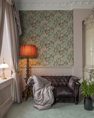Tapet floral verde cu aspect vintage, Carnaby Fern