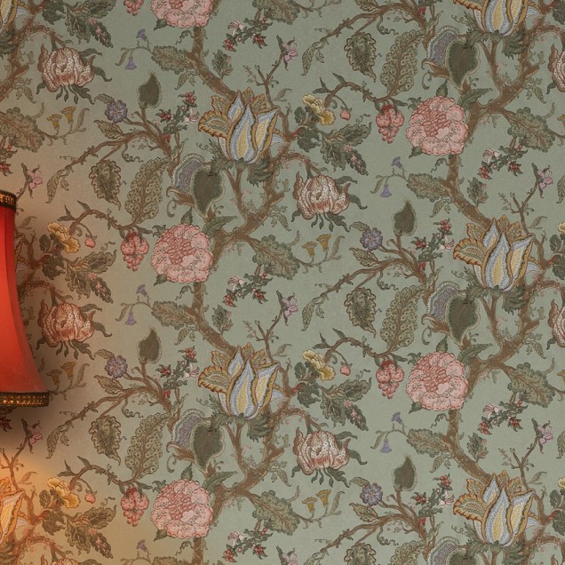 Tapet floral verde cu aspect vintage, Carnaby Fern
