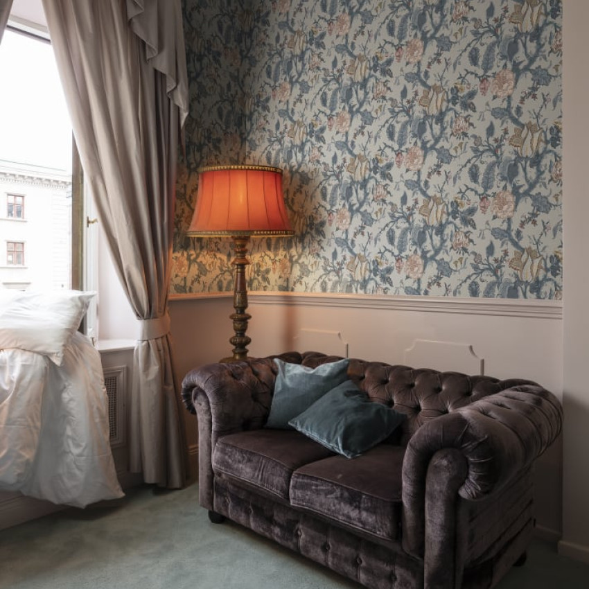 Tapet floral verde cu aspect vintage, Carnaby Fern