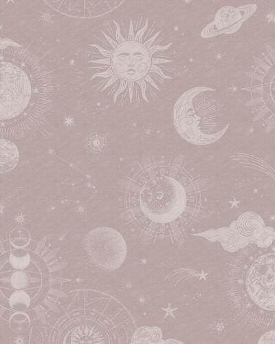 Tapet pentru copii cu design Planetariu, roz