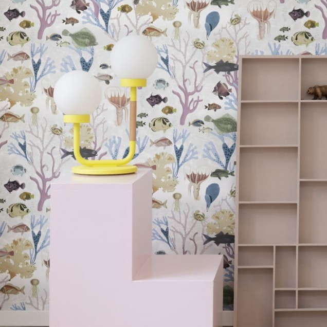 Tapet pentru copii cu design Aquarium, Pastel, cu corali pastelati si pesti multicolori.