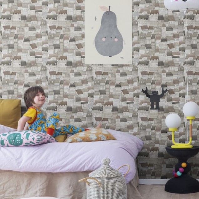 Tapet camera copilului cu design Dream Town Sand