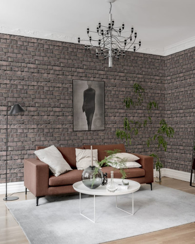 Tapet cu aspect de cărămidă autentică, ideal pentru un design industrial.