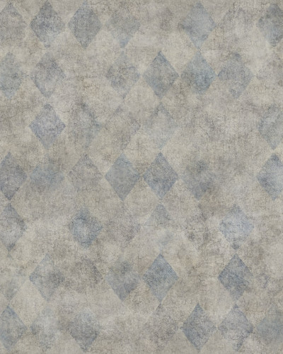 Tapet cu un model geometric delicat, în tonuri de gri cald cu accente de alb, aplicat pe un perete din dormitor.