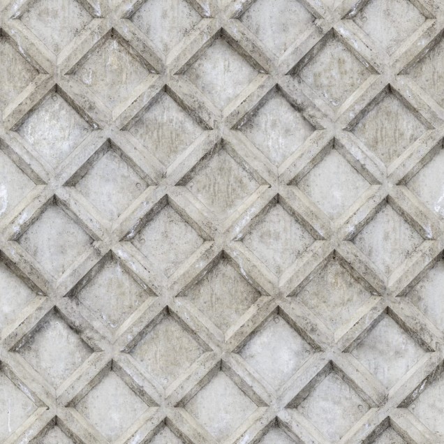 Tapet gri cu model geometric, cu aspect de beton, in livingul unei case.