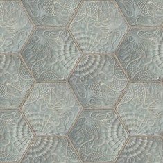 Tapet personalizabil Hexagon Tiles, Jade, Rebel Walls, 5 mp / rola