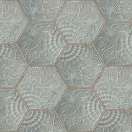 Tapet personalizabil Hexagon Tiles, Jade, Rebel Walls, 5 mp / rola