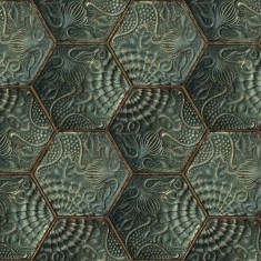Tapet personalizabil Hexagon Tiles, Emerald, Rebel Walls, 5 mp / rola