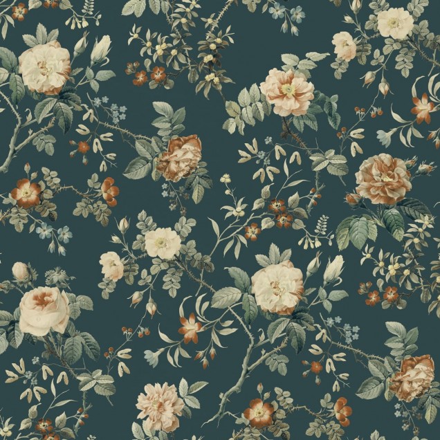 Tapet floral Thorn Rose Petite pe un perete din dormitor