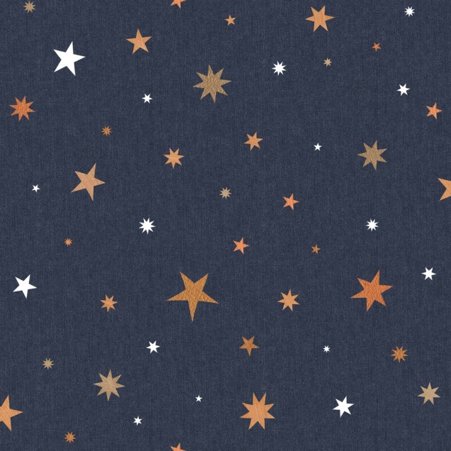 Tapet personalizabil Stardust, Night, cu stele aurii pe un fundal albastru inchis