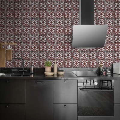 Tapet Artisan Tiles, Indian Red, Rebel Walls, 5 mp / rola, Tapet bucătărie 