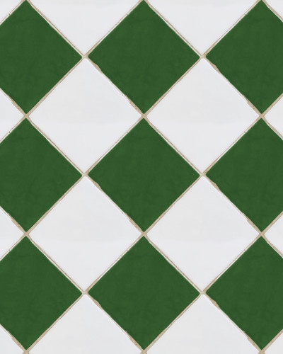 Checkered Tiles, Green & White tapet geometric modern, cu design simplu și elegant.