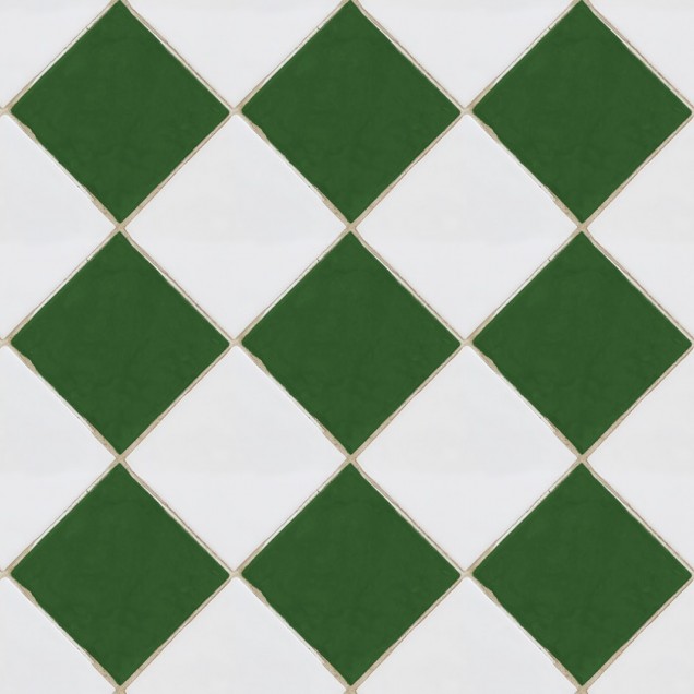 Checkered Tiles, Green & White tapet geometric modern, cu design simplu și elegant.