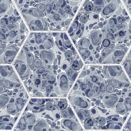 Tapet Marbled Hexagon Tiles, Dark Blue, Rebel Walls, 5 mp / rola