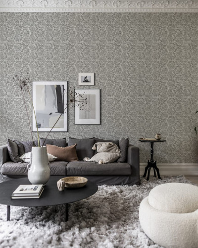 Tapet cu design geometric hexagonal, cu efect marmurat subtil, în nuanțe de gri
