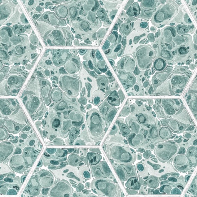 Tapet cu model hexagonal din marmură verde